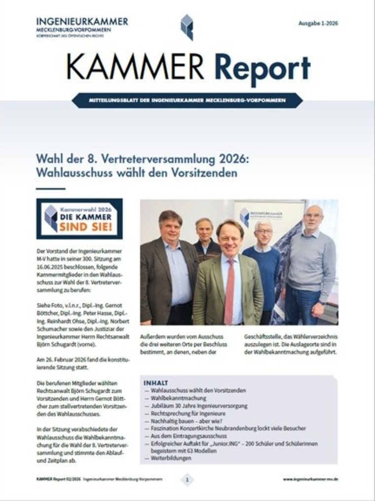 Kammerreport 2_26_Titel Ingenieurkammer M-V / MK Kammerreport-2_26_Titelbild